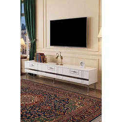 Hanah Home TV komoda Ilay, 180 cm, bela / srebrna