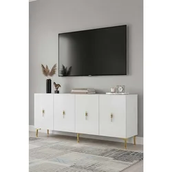 Hanah Home komoda Ayshe 180, 180 cm, bela / zlatna
