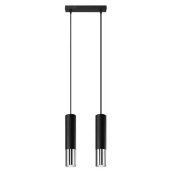 Sollux SL.0941 - Luster na sajli LOOPEZ 2xGU10/10W/230V crna/hrom