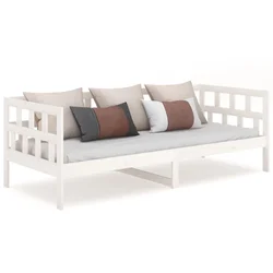 Vidaxl Dnevna postelja bela trdna borovina 90x190 cm