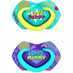 CANPOL BABIES Silikonska varalica za bebe Love 0-6M 2/1 neon plava i ljubičasta