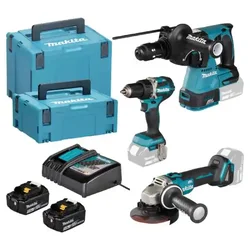 Makita Kombo-Kit LXT DLX3195JX1 – bušilica, brusilica, čekić-bušilica, 2×5 Ah baterija i MakPac