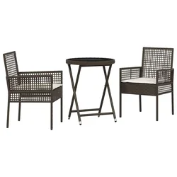 Vidaxl Vrtnik Bistro Set 3 szt. Rjava poli ratan