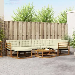 Set vanjskih sofa 19 pcs Prirodna i krem Čvrsto drvo akacije