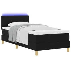 LED Box Spring Krevet s LED trakama Crna 80 x 200 cm tkanina