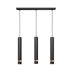 LED luster na sajli TUBA 3xGU10/4,8W/230V crna/bakrena