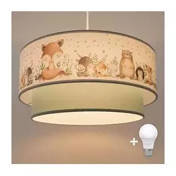 Brilagi- LED dečji luster na sajli BOBO 1xE27/10W/230V prečnik 40 cm bela/zelena/sa motivom životinja