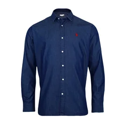U.S. POLO ASSN. Srajca  moder denim / rdeča