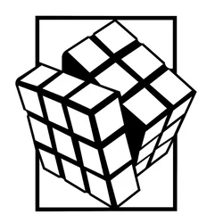 Wallity Zidna dekoracija Rubiks Cube, 64x69cm, Crna