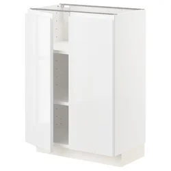 METOD Podni element s policama/2 vrata, bela/Voxtorp v. sjaj bela, 60x37 cm