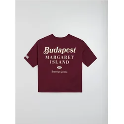 Sinsay - Majica sa natpisom od frotira - maroon