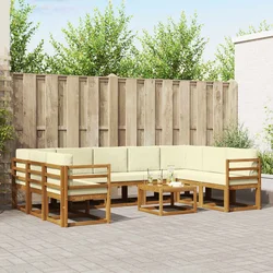 Set vanjskih sofa s jastukom 10 pcs Prirodna i krem