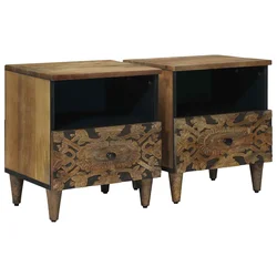 Ormar za krevet 2 pcs Smeđa 40 x 33 x 46 cm Čvrsto drvo manga
