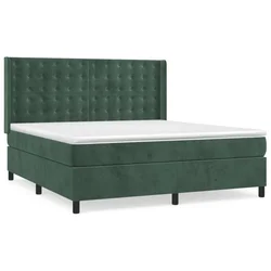 Vidaxl Box spring postelja z vzmetnico temno zelena 180x200 cm žamet