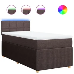 Vidaxl Box spring postelja z vzmetnico temno rjava 90x200 cm blago