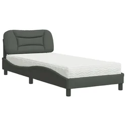 Vidaxl Postelja z vzmetnico Hvar temno siva 90x200 cm blago