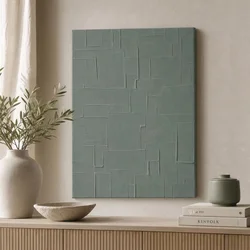 WallXpert slika na platnu Huhu3209, apstraktni geometrijski motiv u boji žalfije, 35 x 50 cm