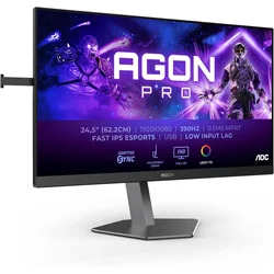 AOC Gaming monitor AGON PRO AG256FS, 25, 1920x1080, IPS, 390Hz, 0.3 ms, RGB, FreeSync, Pivot, HDMI 2.0 x2, DP1.4, USB, Crni