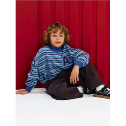 Sinsay - Pamučna oversize bluza crewneck sa prugama - voda