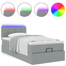 Vidaxl Otomanska postelja z vzmetnico siv 100x200 cm blago