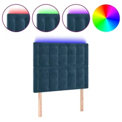 Vidaxl LED posteljno vzglavje temno modro 100x5x118/128 cm žamet