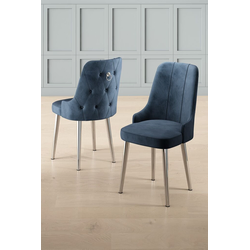 Hanah Home Set stolica Newa, 46x94x46 cm, 2 komada, Srebrno-plave boje