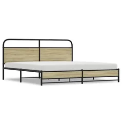 Vidaxl Kovinski posteljni okvir brez vzmetnice sonoma hrast 180x200 cm