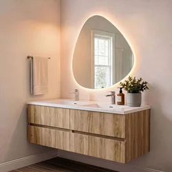 Skye Decor Set kupatilskog ormarića sa umivaonikom i ogledalom, 2 dela, Krem