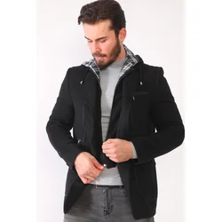 K7540 DEWBERRY MENS COAT-PLAIN BLACK-2