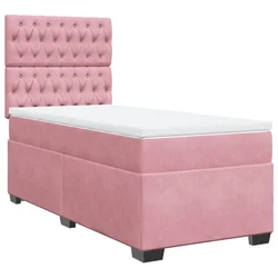 Vidaxl Box spring postelja z vzmetnico roza 90x190 cm žamet