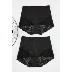 Trendyol Curve Black 2-Pack High Waist Lace Soft Comfort Plus Size Panties