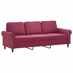 2-dijelni set sofa s jastucima crvena boja vina baršunasti