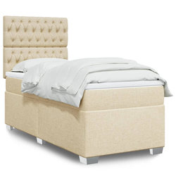 VIDAXL Box spring postelja z vzmetnico krem 90x190 cm blago