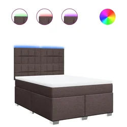 Vidaxl Box spring postelja z vzmetnico temno rjav 140x190 cm blago