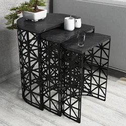 Hanah Home Set klub stolova, 3 komada Stil Crni