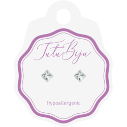 TUTU BIJU tutu biju uhančki square 6.0 mm crystal tsq60c001