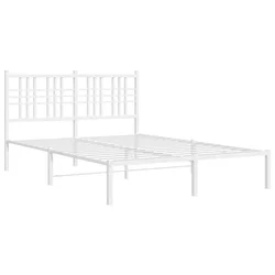 Vidaxl Kovinski posteljni okvir z vzglavjem bel 120x190 cm