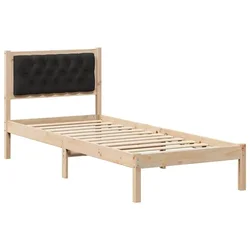 Vidaxl Konstrukcija postelje Črna 75 x 190 cm Masivno borovo les