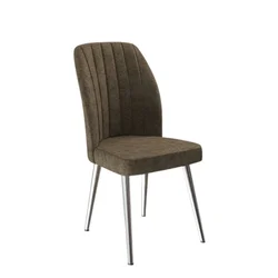 Hanah Home set trpezarijskih stolica Platinum 4 kom, braon tkanina Jerry, hromirane metalne noge