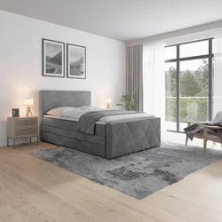 Livetastic BOXSPRING POSTELJA 140 cm  x 200 cm , les, kovina, umetna masa, tekstil svetlo siva