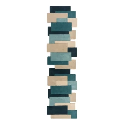 Modro-bež volneni tekač 230x60 cm Abstract Collage - Flair Rugs