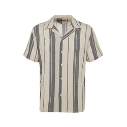 Trendyol Limited Edition Black Regular Fit Striped Textured Summer Shirt