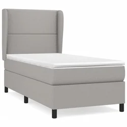 Vidaxl Box spring postelja z vzmetnico svetlo siva 90x200 cm blago