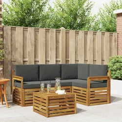 Set vanjskih sofa s jastukom 5 pcs Prirodna i antracit
