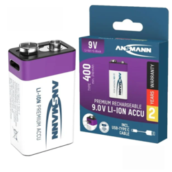 ANSMANN Punjiva Li-Ion 9V - block 400mAh sa USB tip C ulazom za punjenje