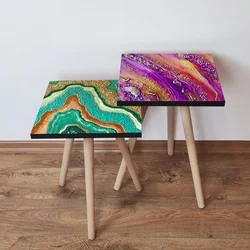 Hanah Home Set klub stočića 2Shp487, 2 komada, Plavi i ljubičasti