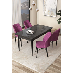 Hanah Home Set Trpezarijski sto i 4 stolice Arp, Ljubičasto-crni