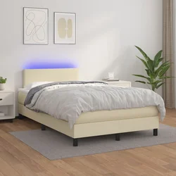 Krevet box spring s madracem LED krem 120x200cm od umjetne kože