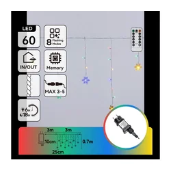 Aigostar - LED spoljni božićni lanac 60xLED/8 funkcija 6x0,7 m IP44 višebojni + daljinski upravljač