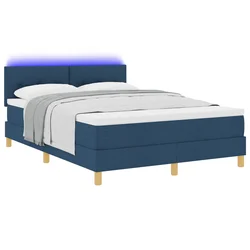 LED Box Spring Krevet s LED trakama Plava 140 x 190 cm tkanina